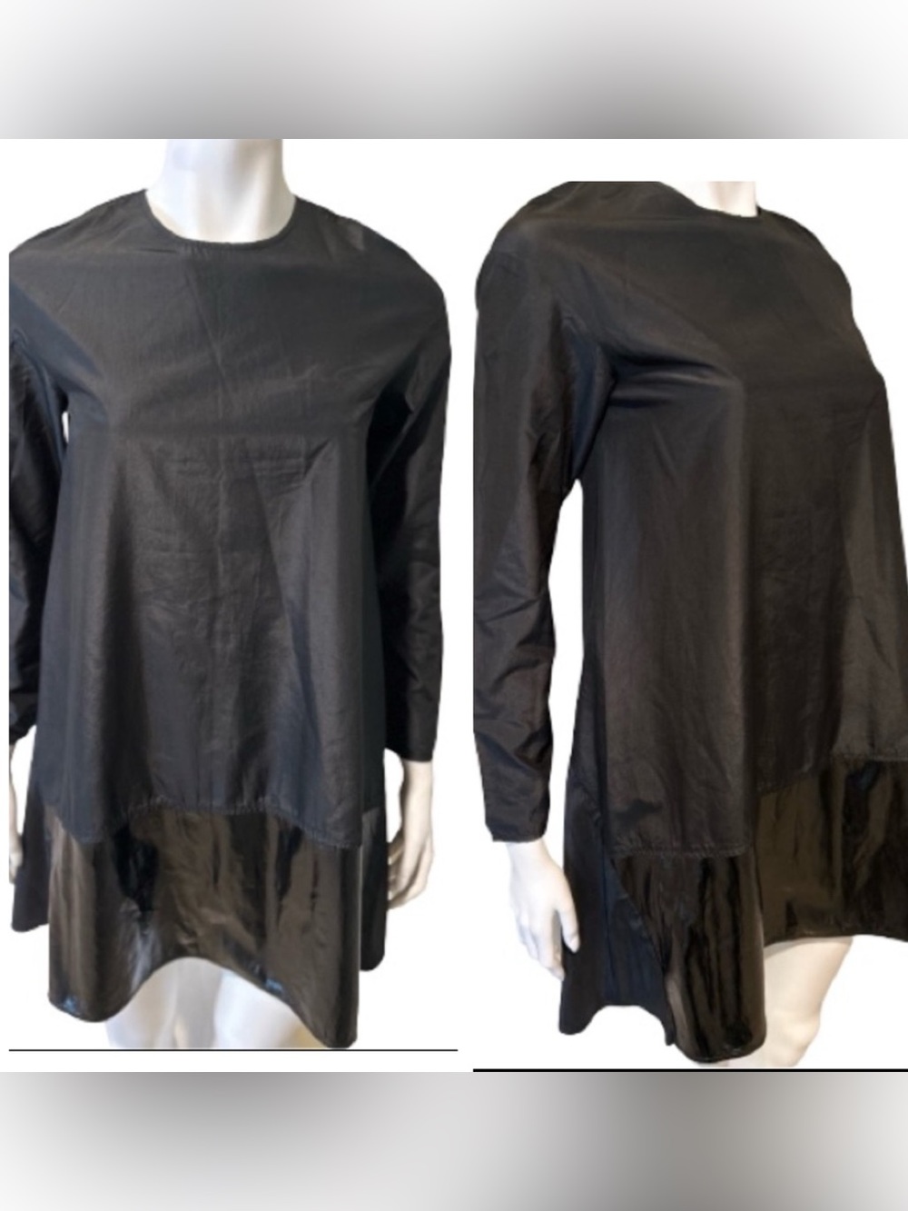 Balenciaga 2012 Black Wool Silk Hem Tunic Dress IT 36 EUC